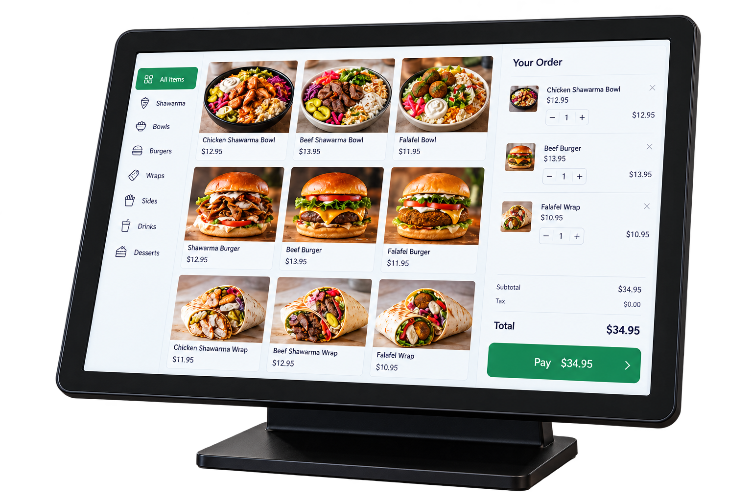 FastOrder touchscreen restaurant POS terminal
